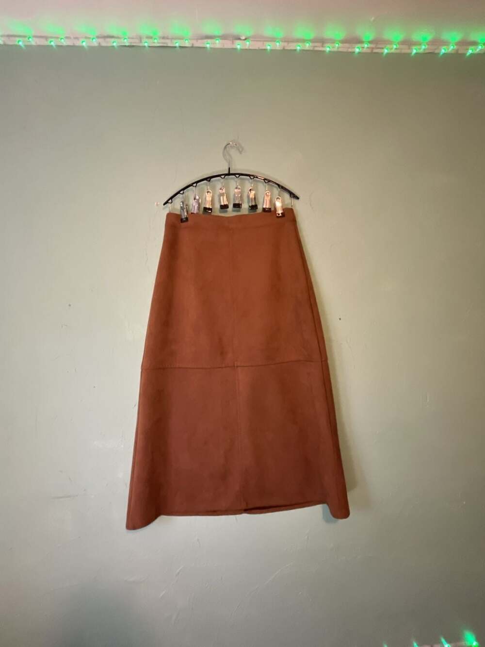Max Studio London Brown Faux Suede Midi Skirt Size S